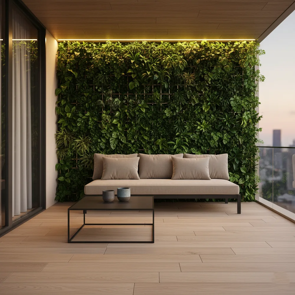 Luxury High-Rise Balcony Terrace with Living Green Wall
