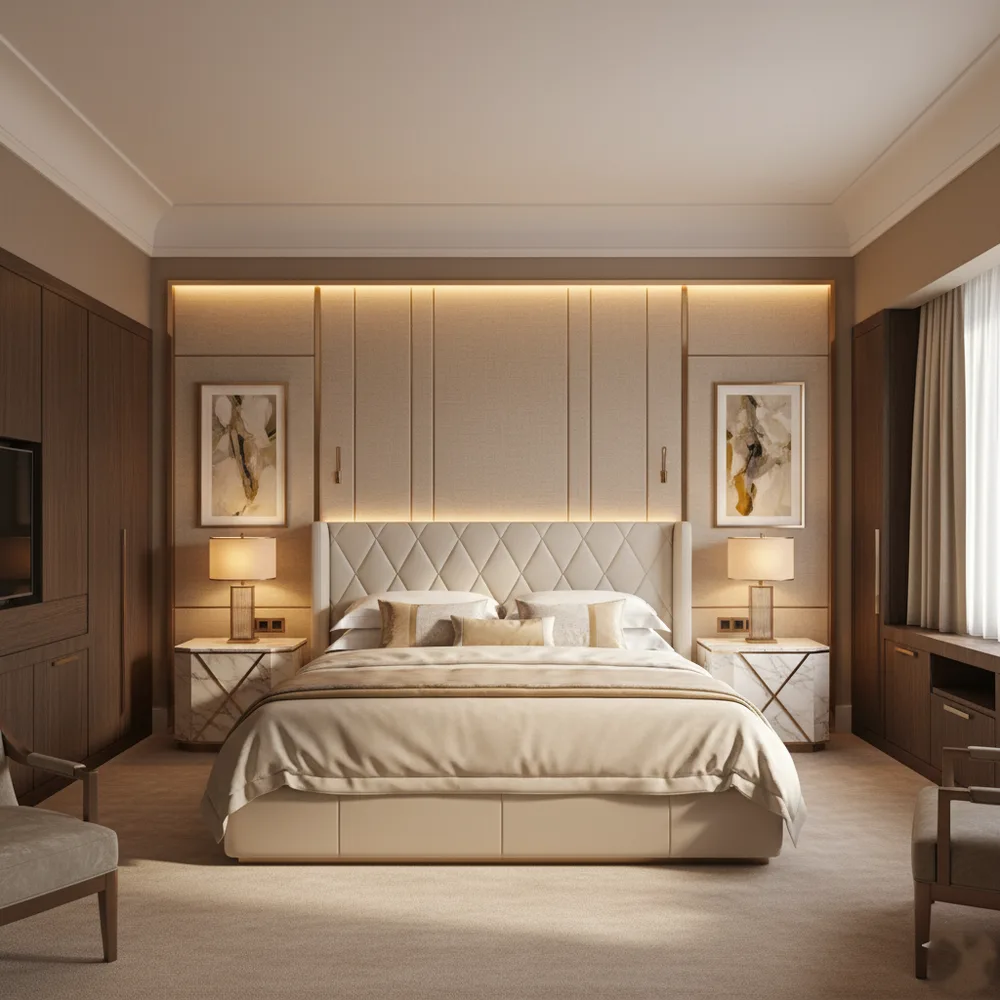 Executive High-End Master Suite with Profile Cove Lighting - Lower Parel, Mumbai Turnkey Interior Design