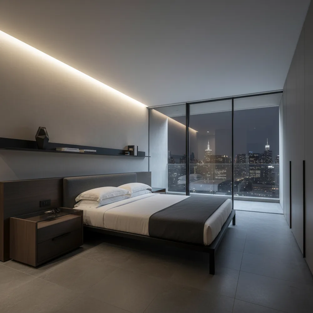 Royal Master Bedroom Suite with Gold Accents & Fluted Velvet - Colaba, South Mumbai Turnkey Interior Design