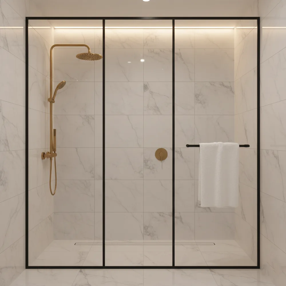 Seamless Glass Walk-In Rain Shower Enclosure - Lokhandwala, Andheri, Mumbai Turnkey Interior Design