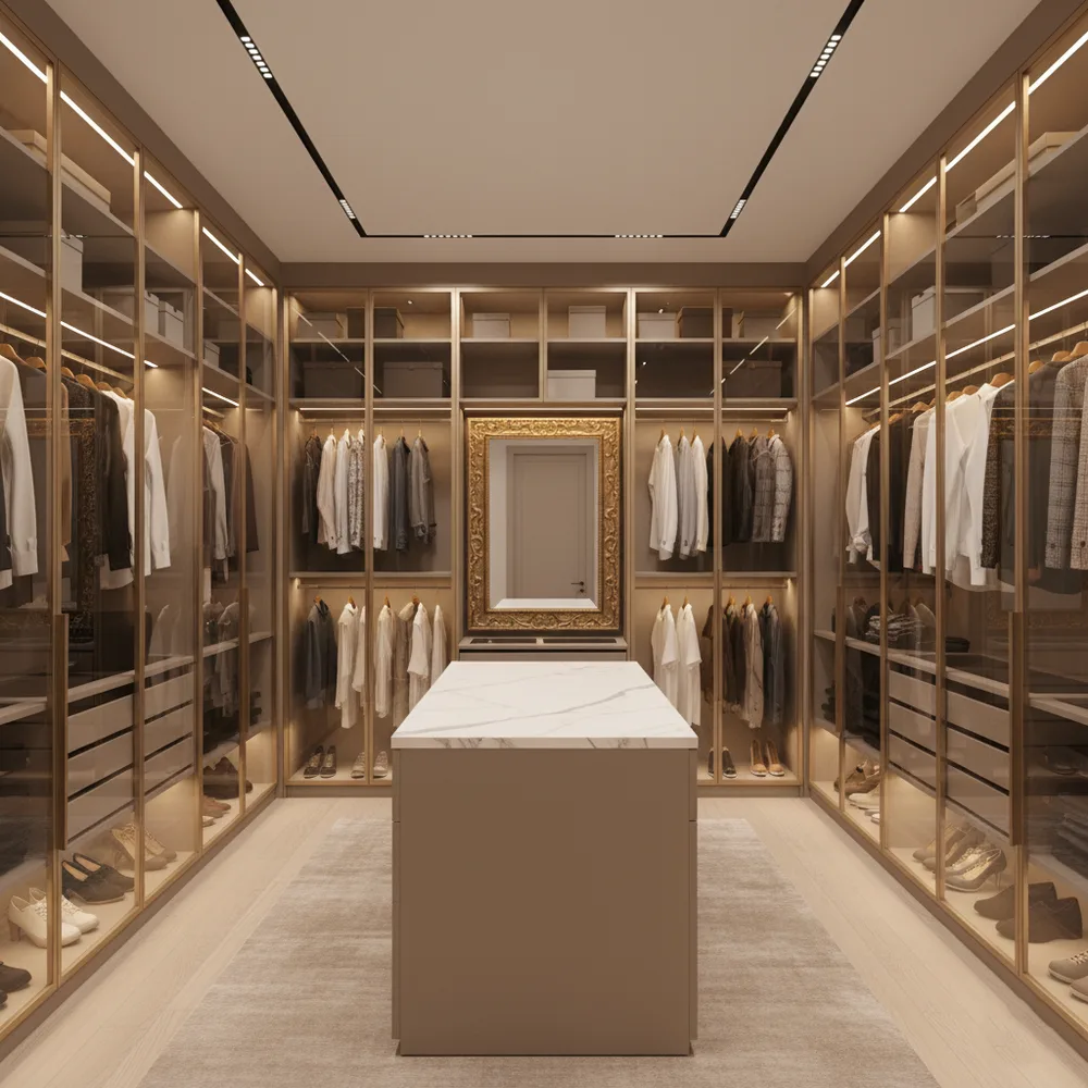 Designer Walk-In Closet with Motion Sensor Lighting - Santacruz West, Mumbai Turnkey Interior Design